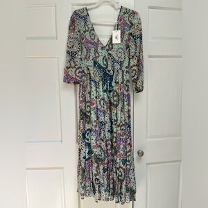 Oliphant smocked vneck maxi